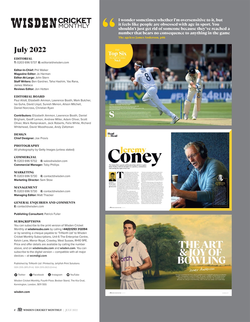 Wisden Cricket Monthly Preview Pages
