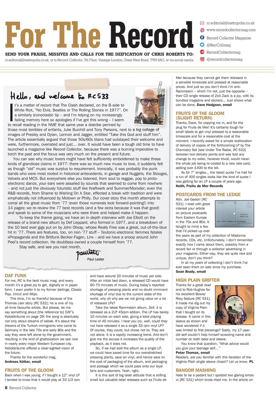 Record Collector Preview Pages