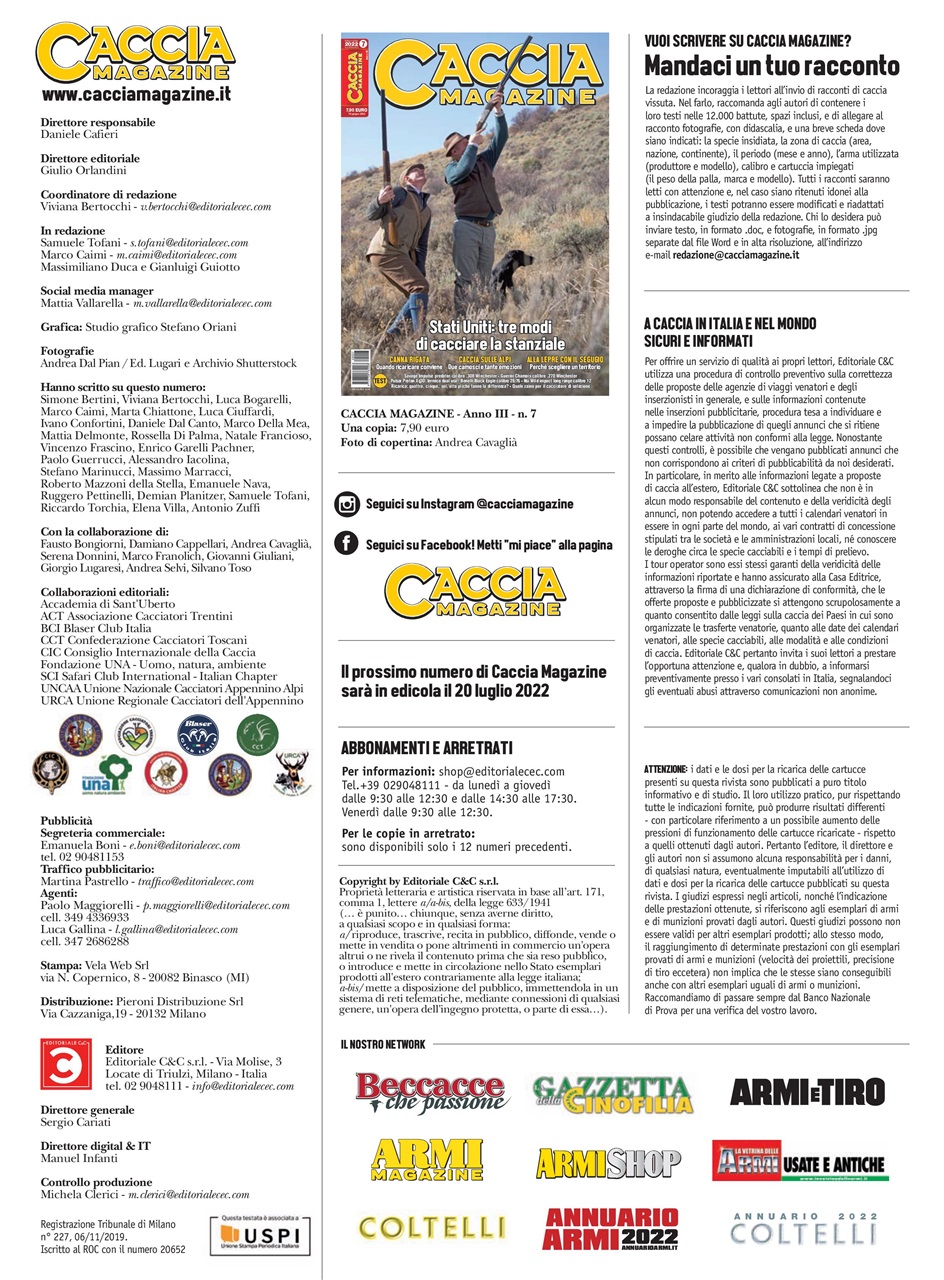 Caccia Magazine Preview Pages
