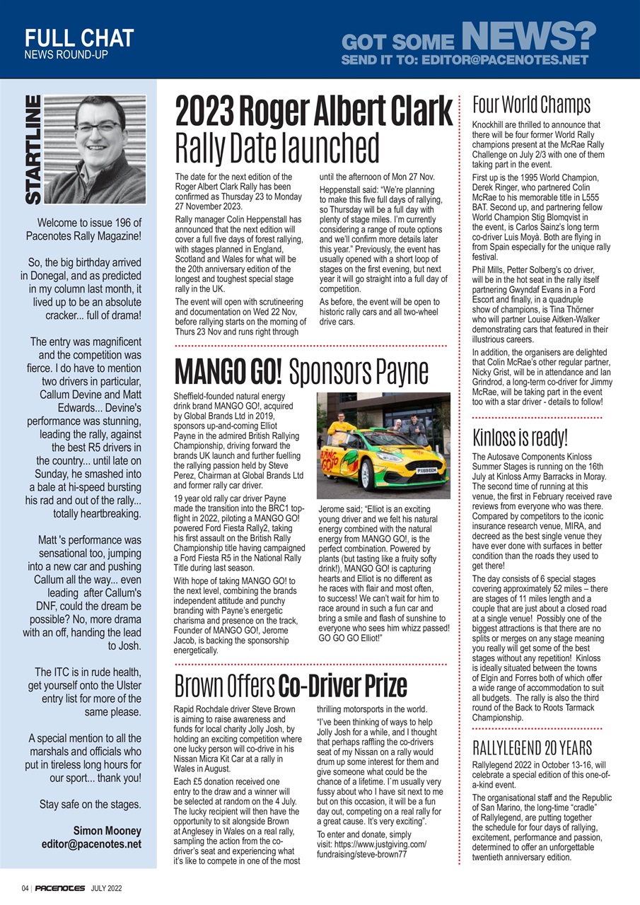 Pacenotes Rally magazine Preview Pages