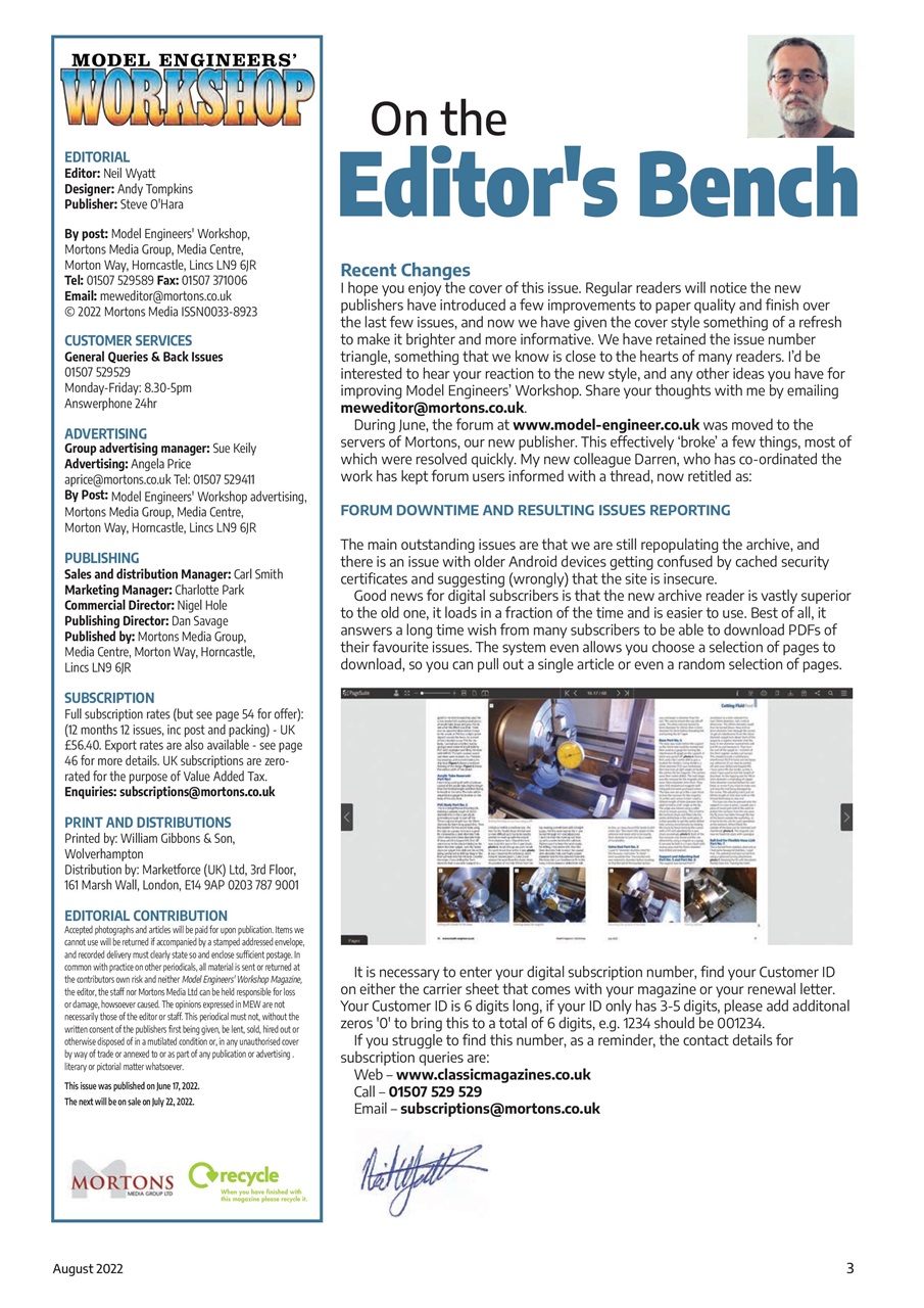 Model Engineer & Workshop Magazine Preview Pages
