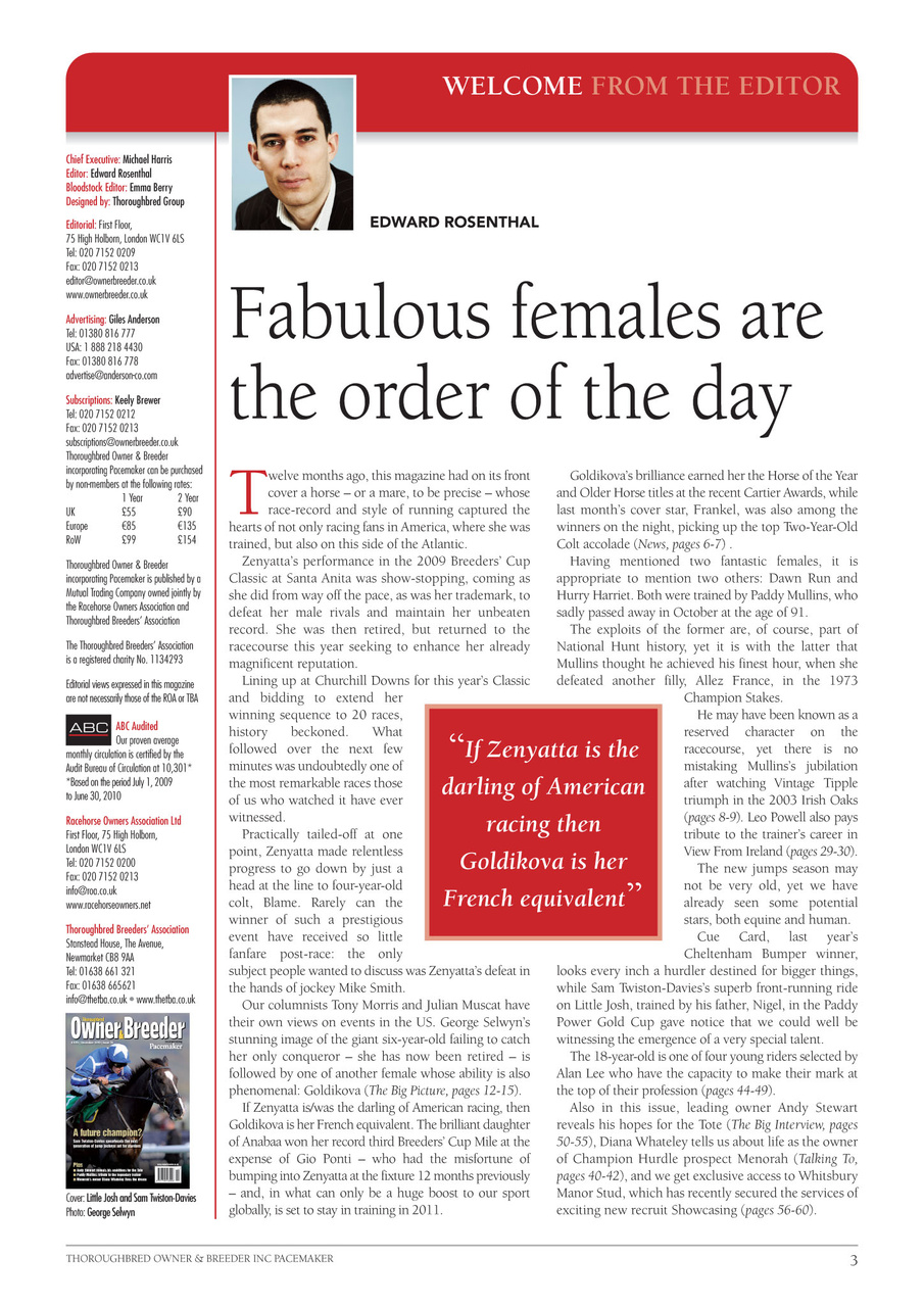 The Owner Breeder Preview Pages