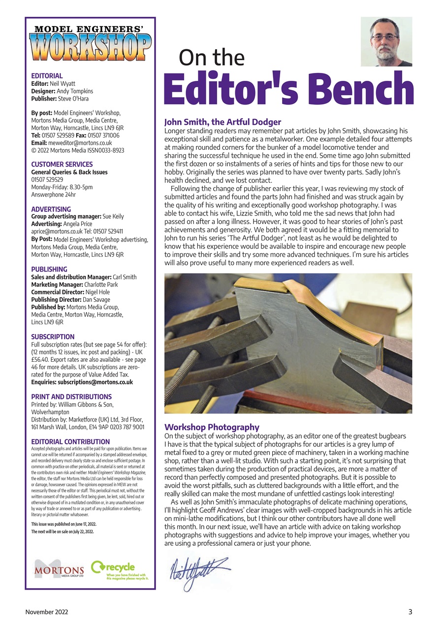 Model Engineer & Workshop Magazine Preview Pages