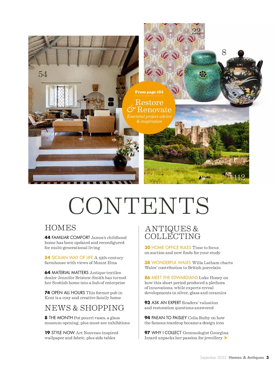 Homes & Antiques Magazine Preview Pages