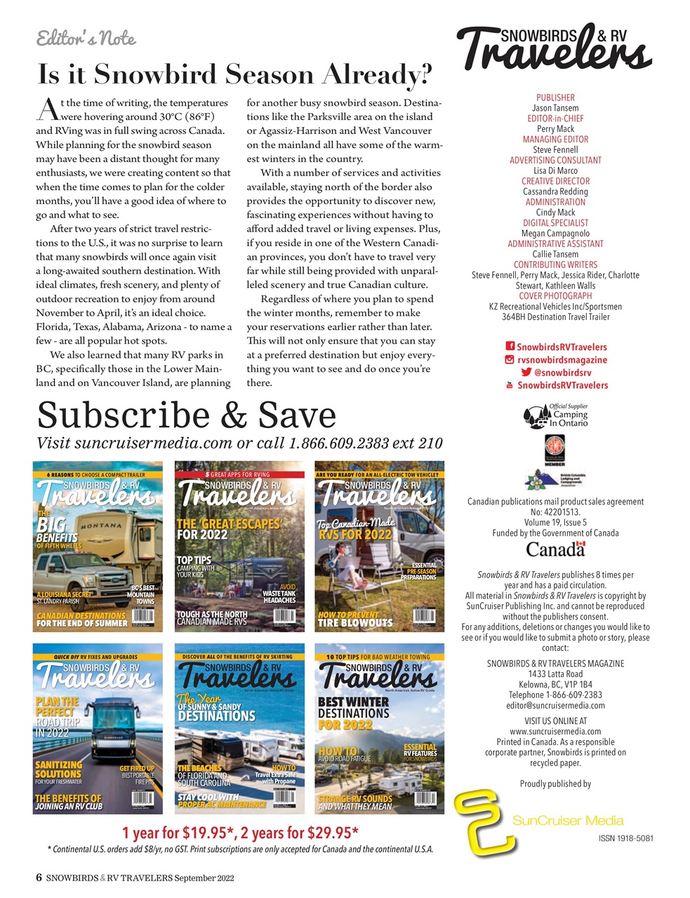Snowbirds & RV Travelers Preview Pages