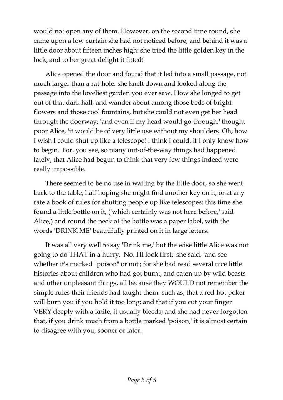 Alices Adventures in Wonderland Preview Pages