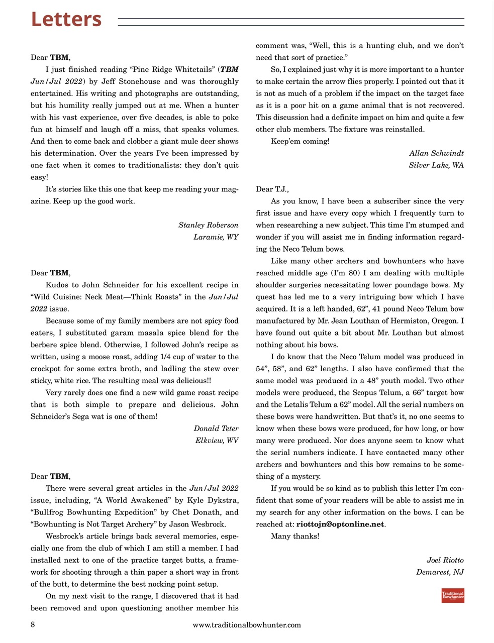 Traditional Bowhunter Magazine Preview Pages