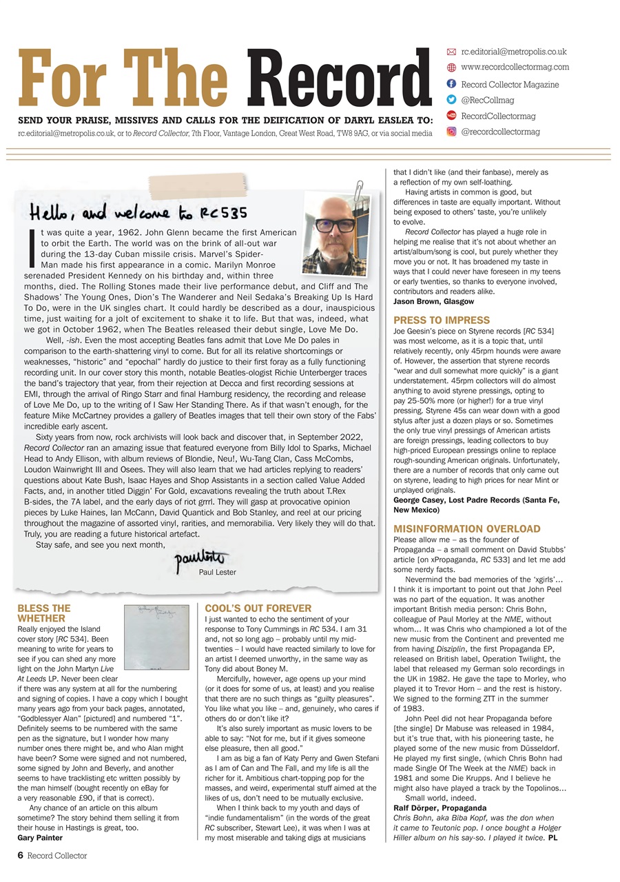 Record Collector Preview Pages