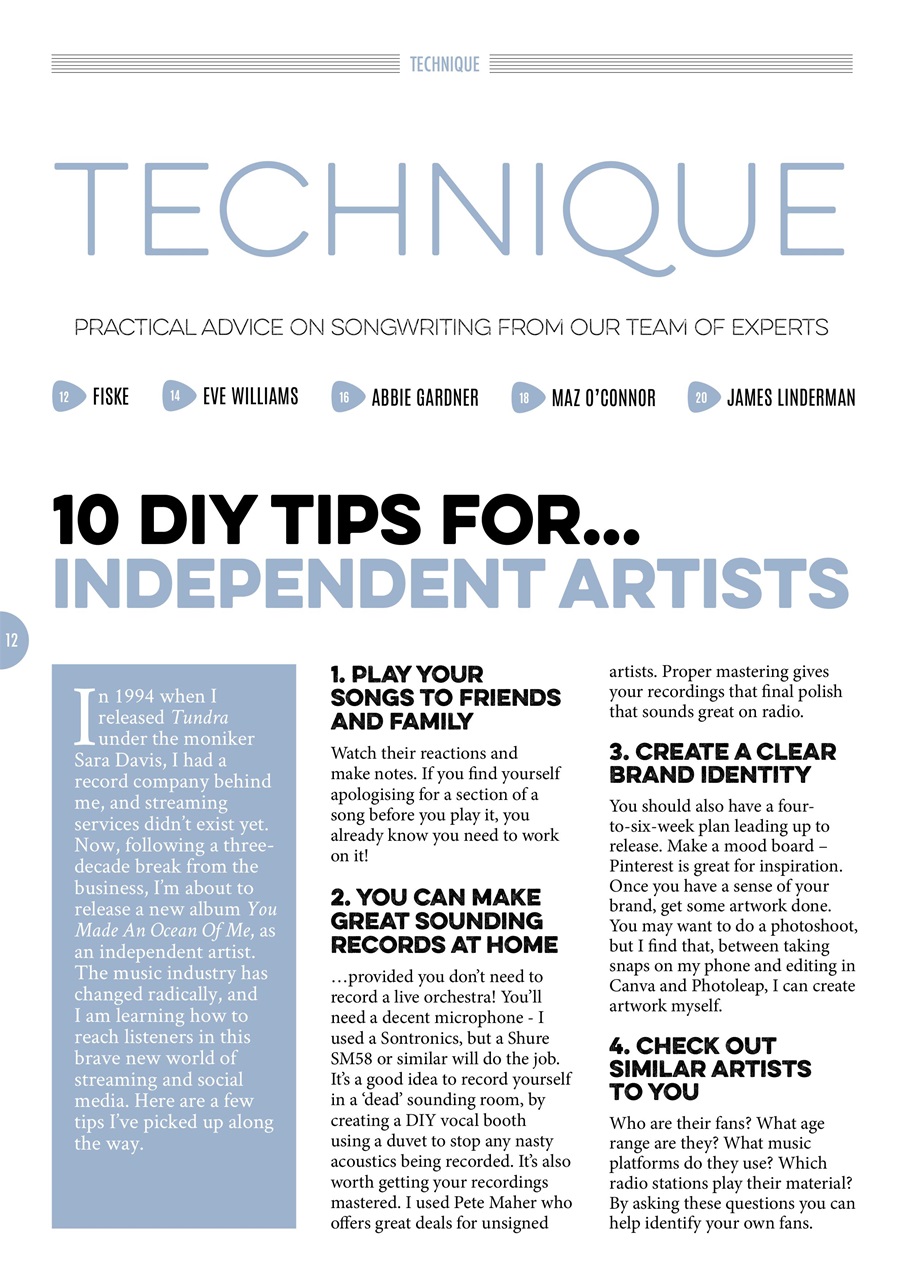 Songwriting Magazine Preview Pages