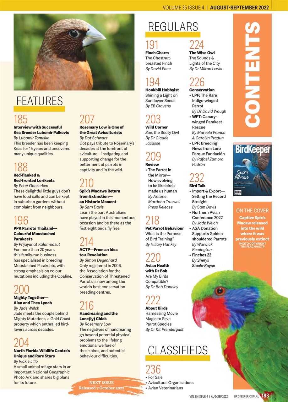Australian Birdkeeper Magazine Preview Pages