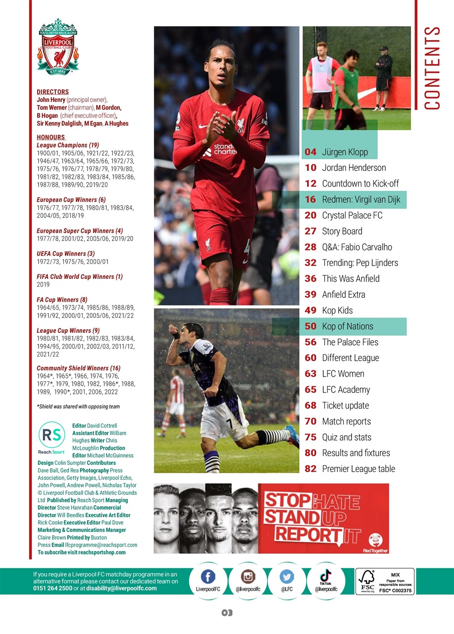 Liverpool FC Programmes Preview Pages