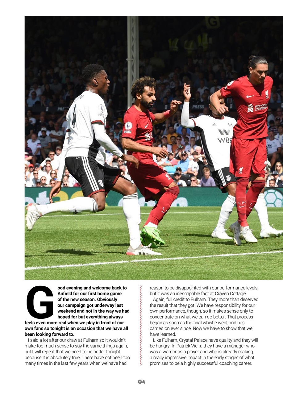 Liverpool FC Programmes Preview Pages