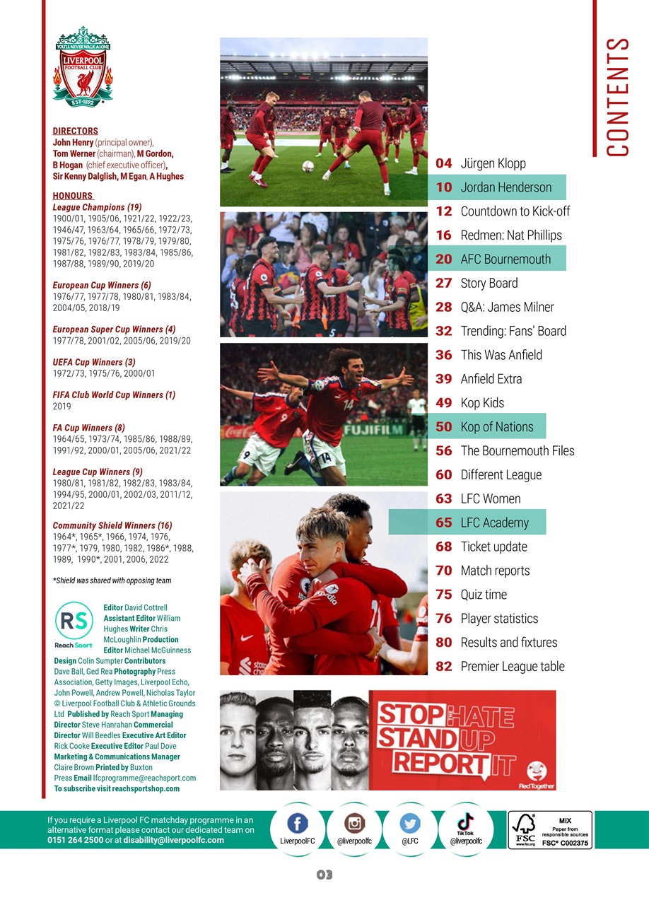 Liverpool FC Programmes Preview Pages