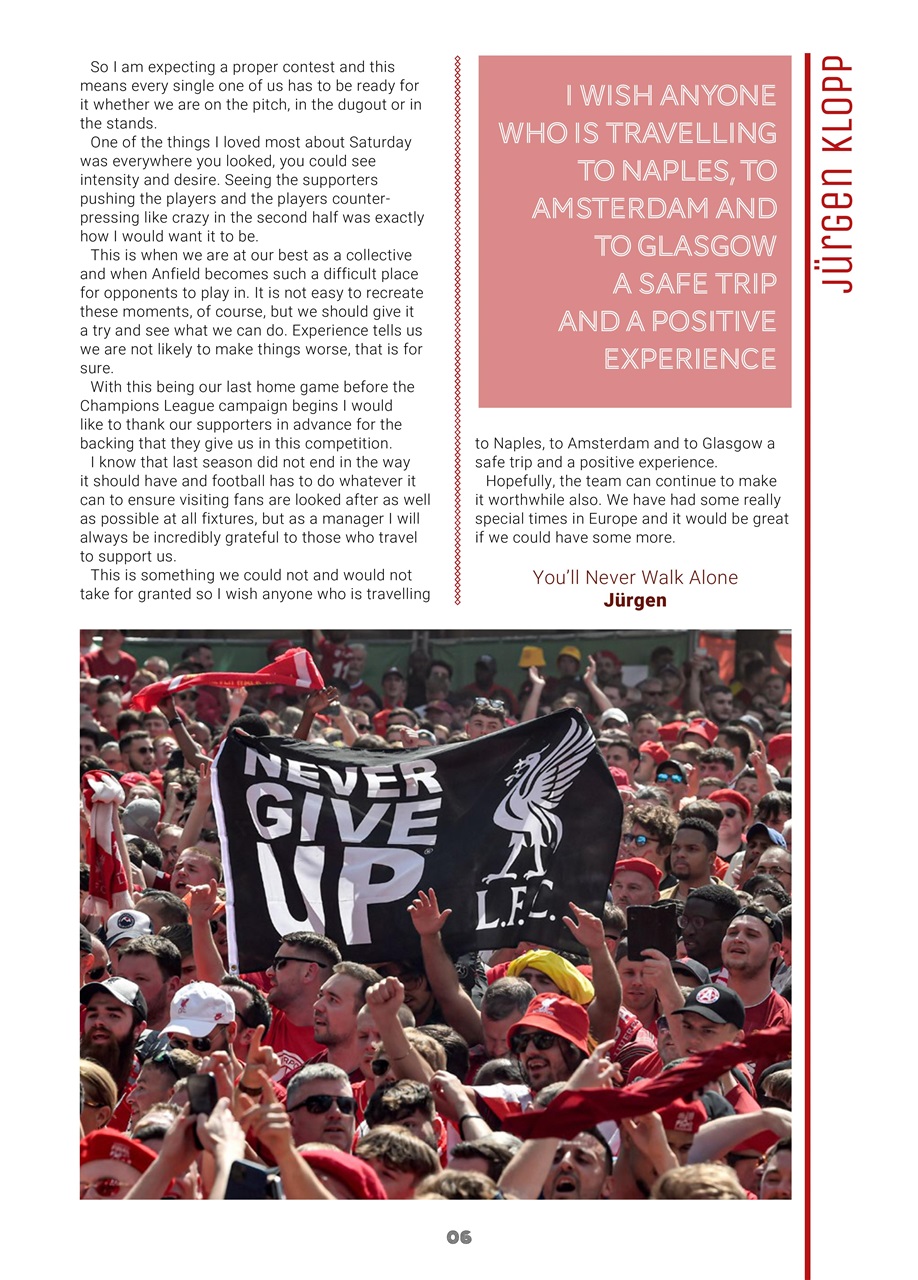 Liverpool FC Programmes Preview Pages