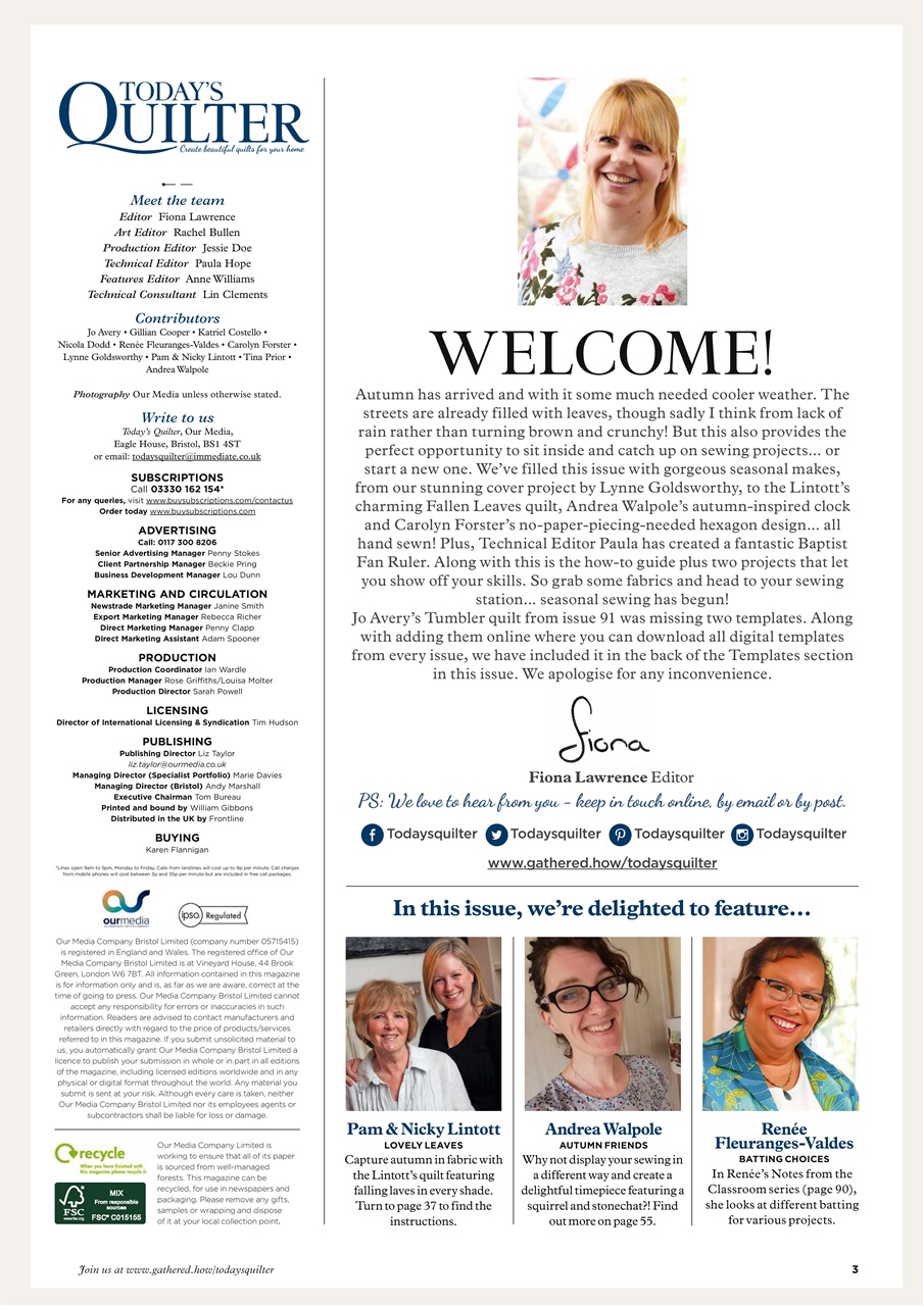 Today’s Quilter Preview Pages