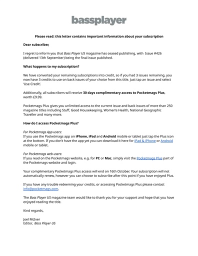 Bass Player US issue 