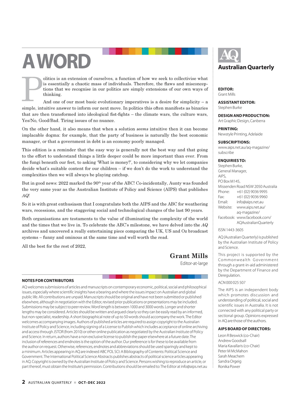 AQ: Australian Quarterly Preview Pages