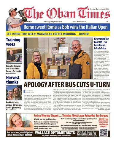 The Oban Times & Lochaber Times issue 22nd September, 2022