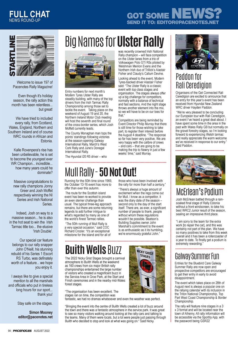 Pacenotes Rally magazine Preview Pages