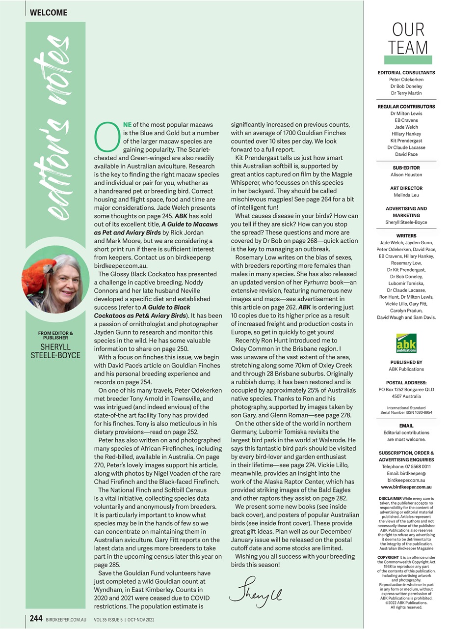 Australian Birdkeeper Magazine Preview Pages