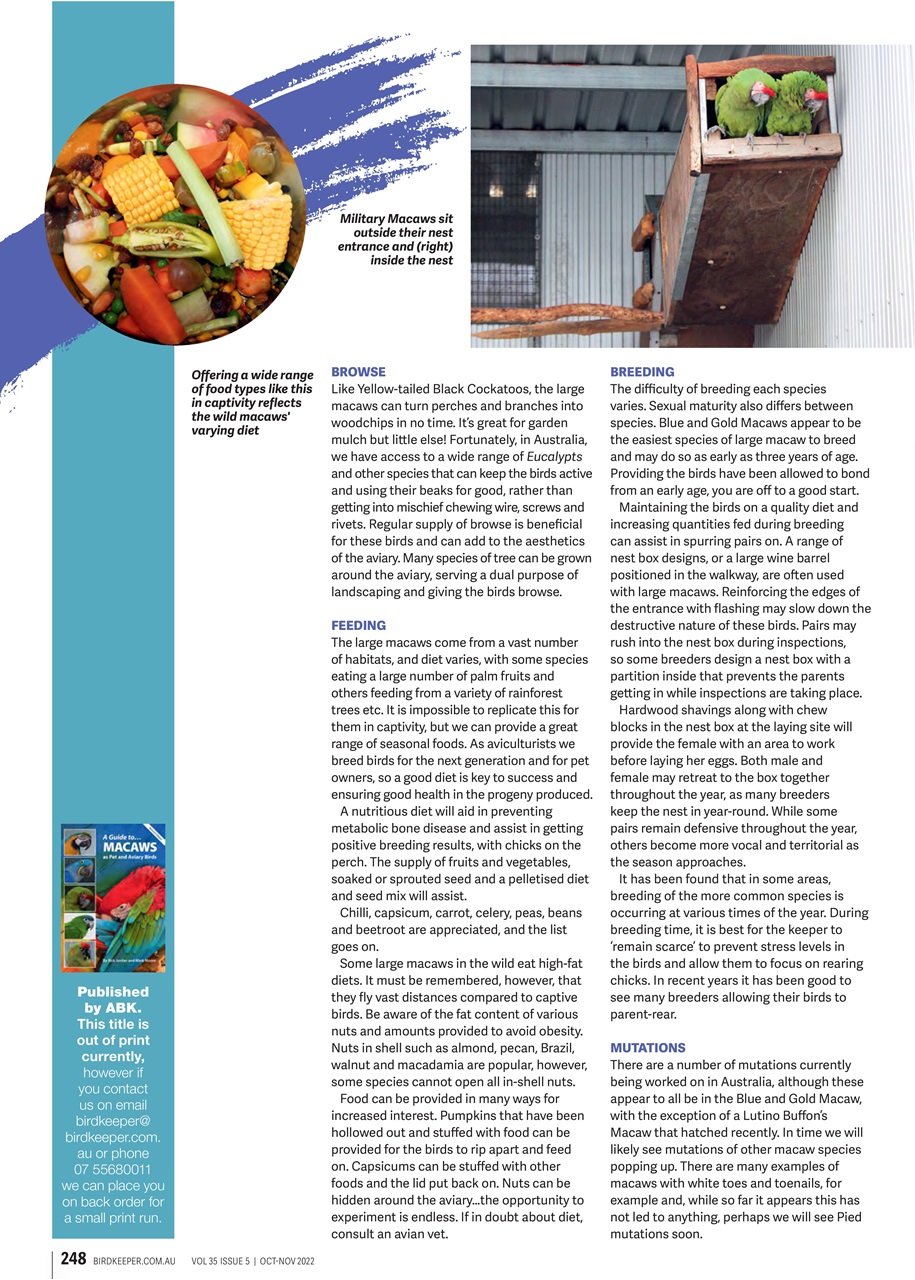 Australian Birdkeeper Magazine Preview Pages
