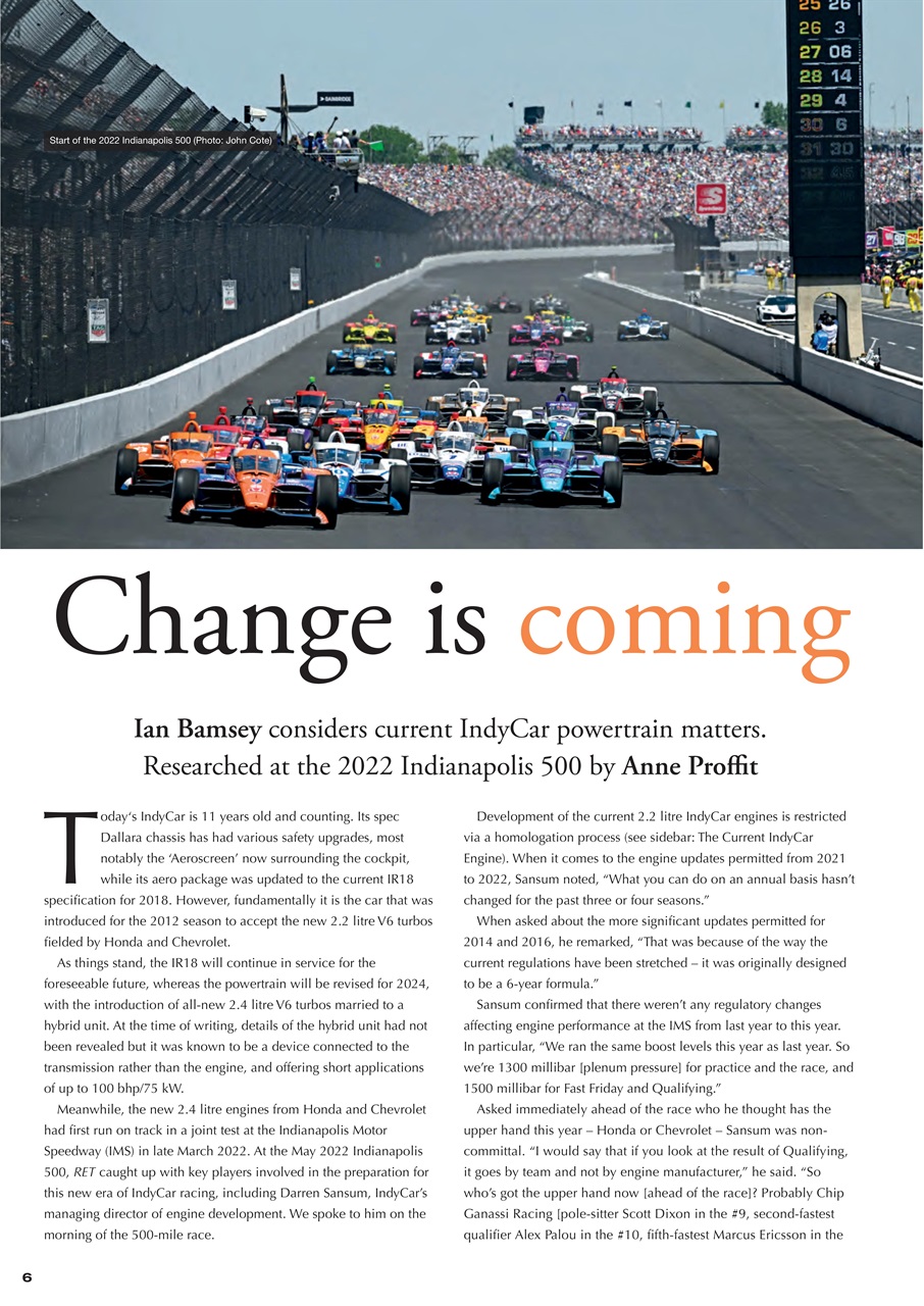 Race Engine Technology Preview Pages