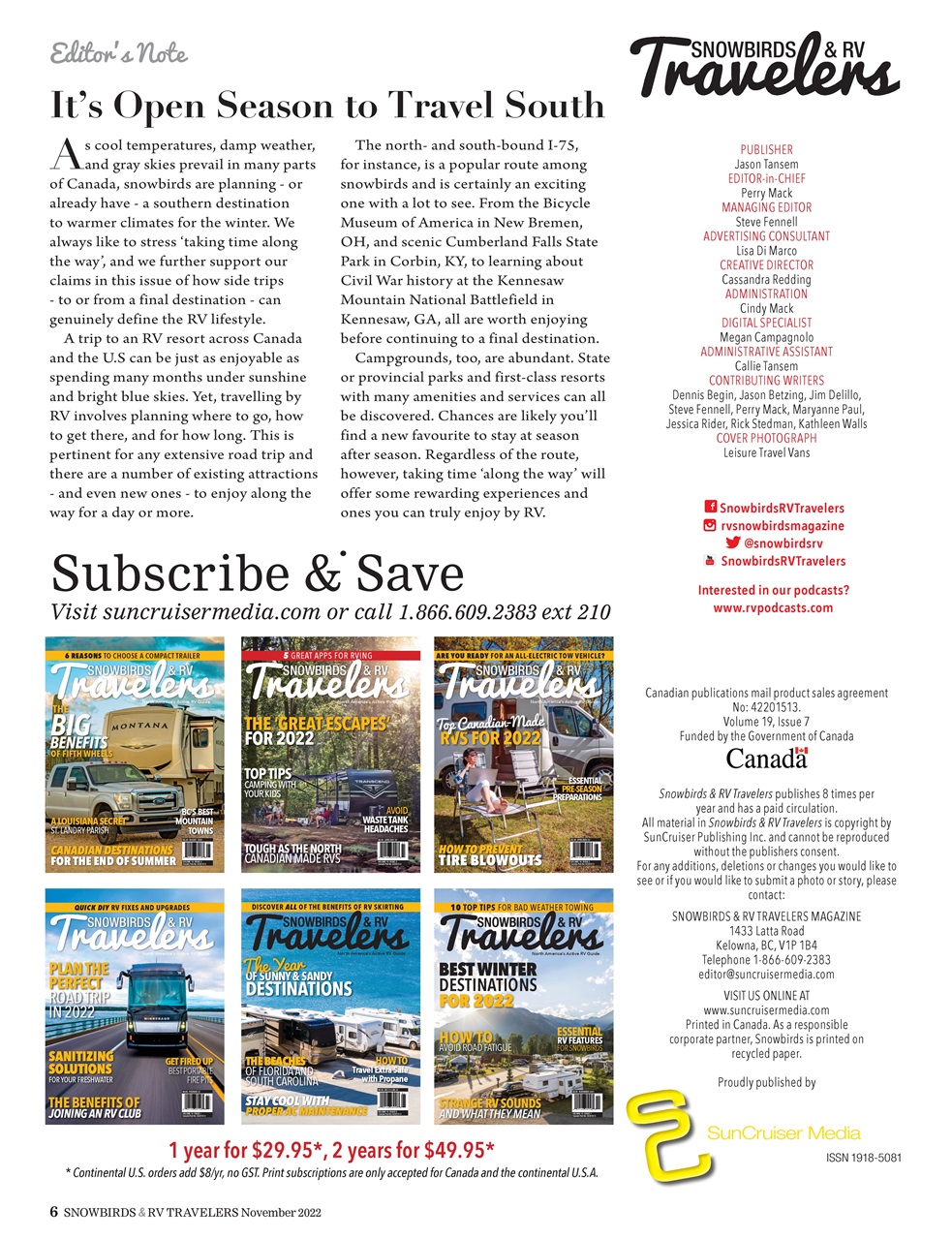 Snowbirds & RV Travelers Preview Pages