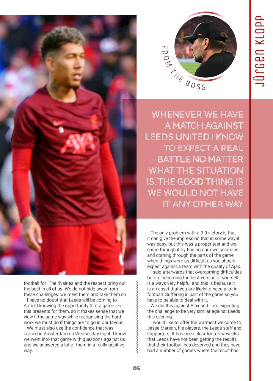 Liverpool FC Programmes Preview Pages