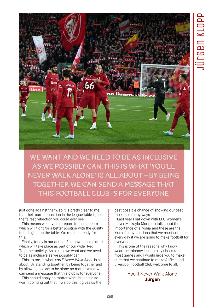 Liverpool FC Programmes Preview Pages