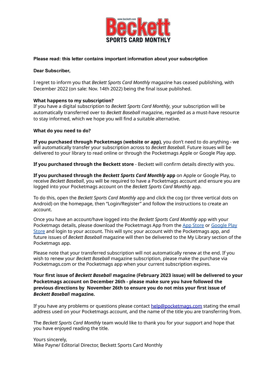 Sports Card Monthly Magazine Preview Pages