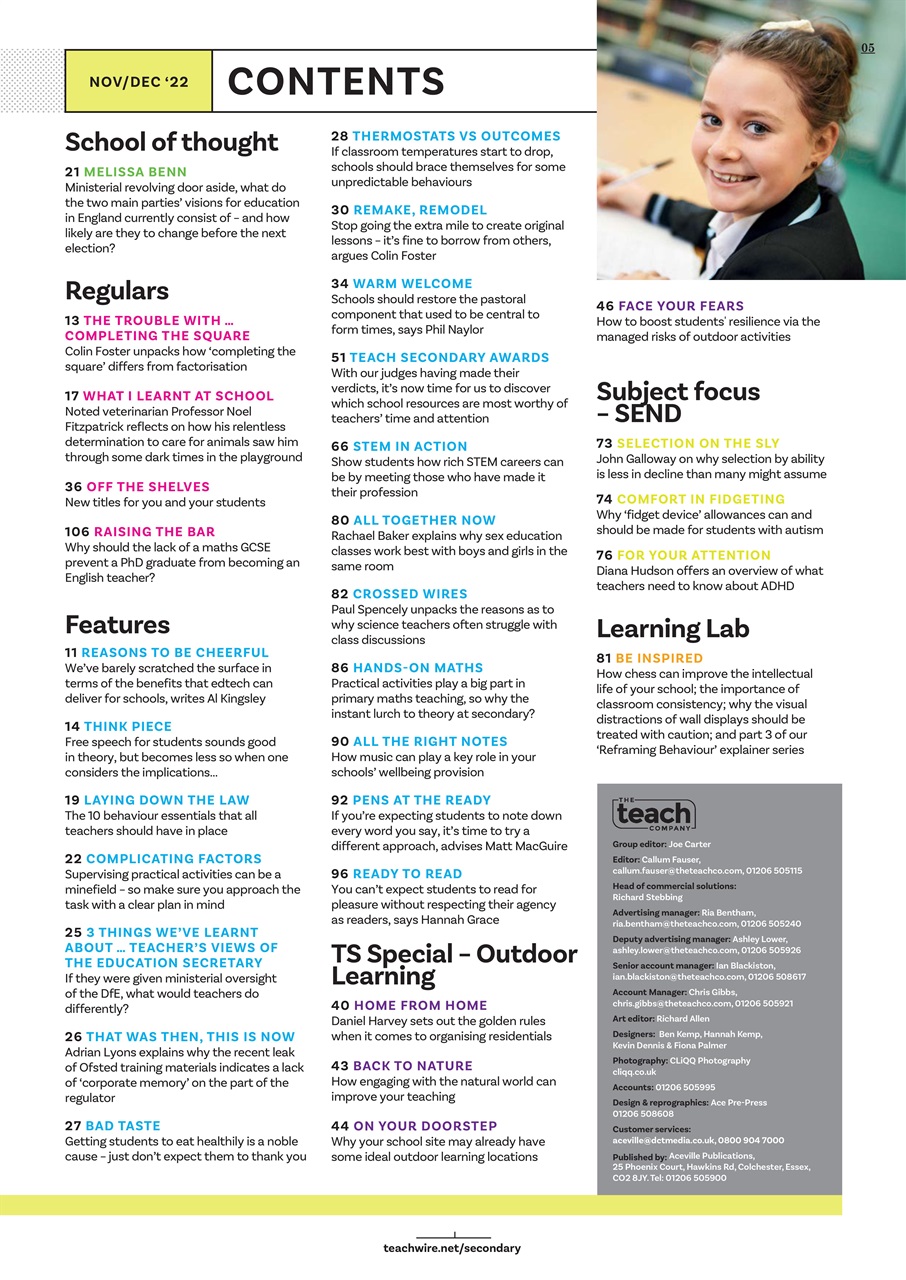 Teach Secondary Preview Pages