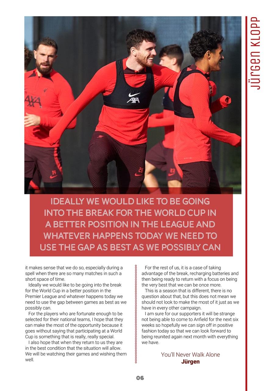 Liverpool FC Programmes Preview Pages