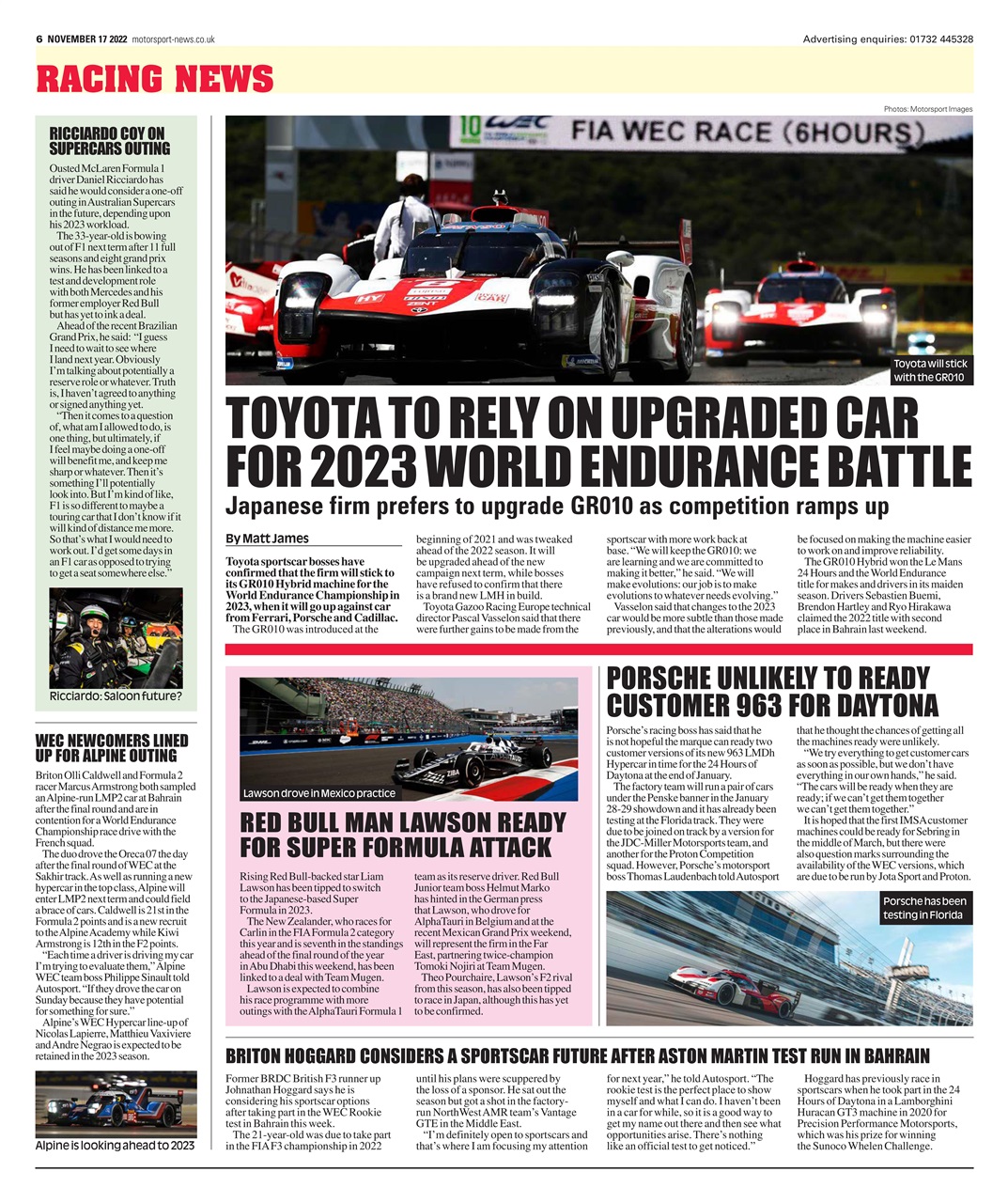 Motorsport News Preview Pages