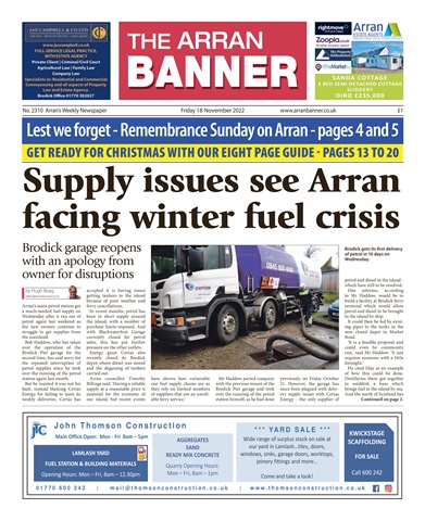 Arran Banner issue 18 November 2022
