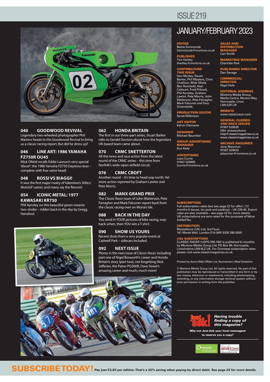 Classic Racer Preview Pages