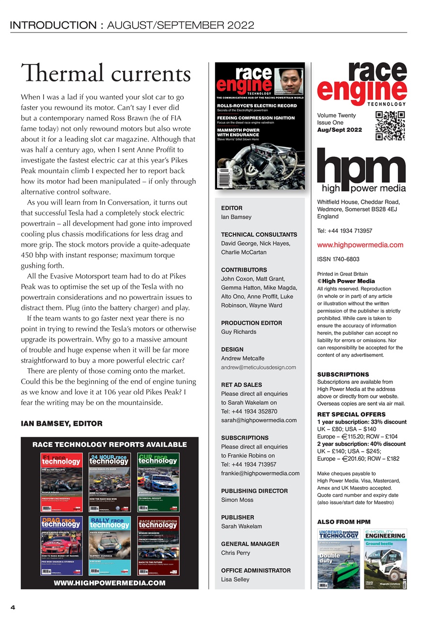 Race Engine Technology Preview Pages