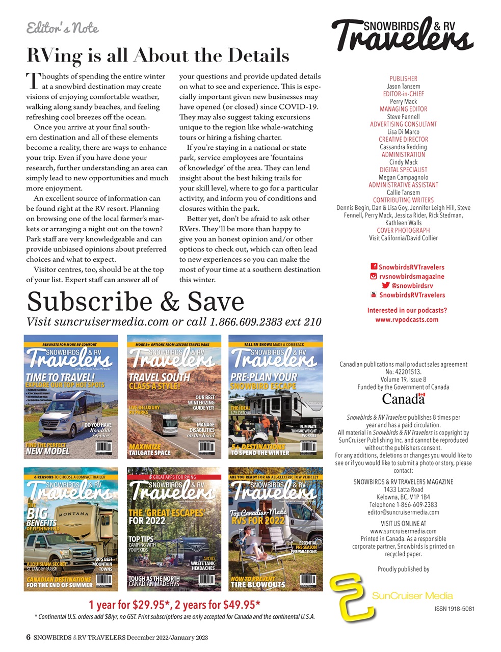 Snowbirds & RV Travelers Preview Pages