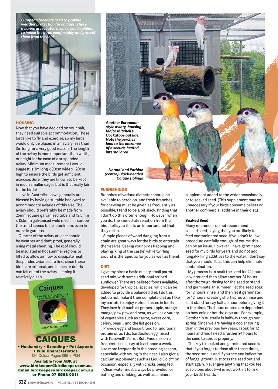 Australian Birdkeeper Magazine Preview Pages