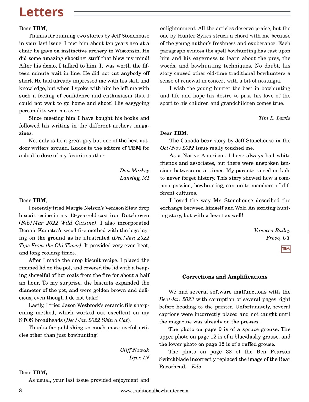 Traditional Bowhunter Magazine Preview Pages