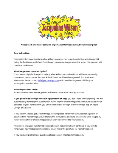 Jacqueline Wilson issue 
