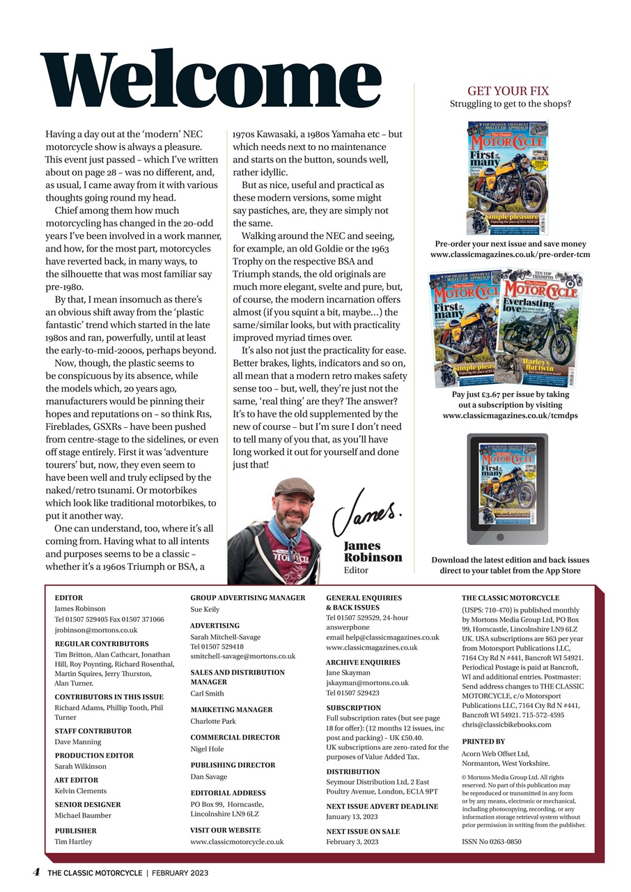 The Classic MotorCycle Preview Pages