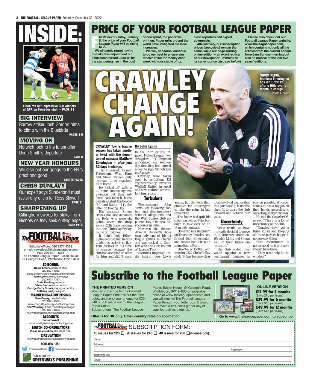 The Football League Paper Preview Pages