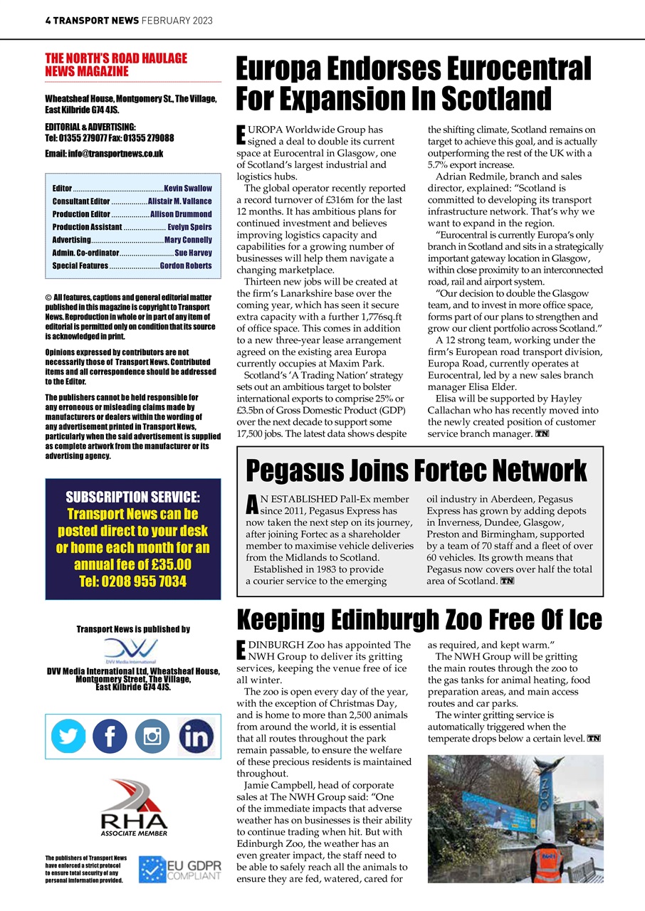 Transport News Preview Pages