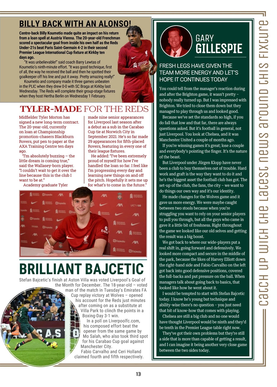 Liverpool FC Programmes Preview Pages