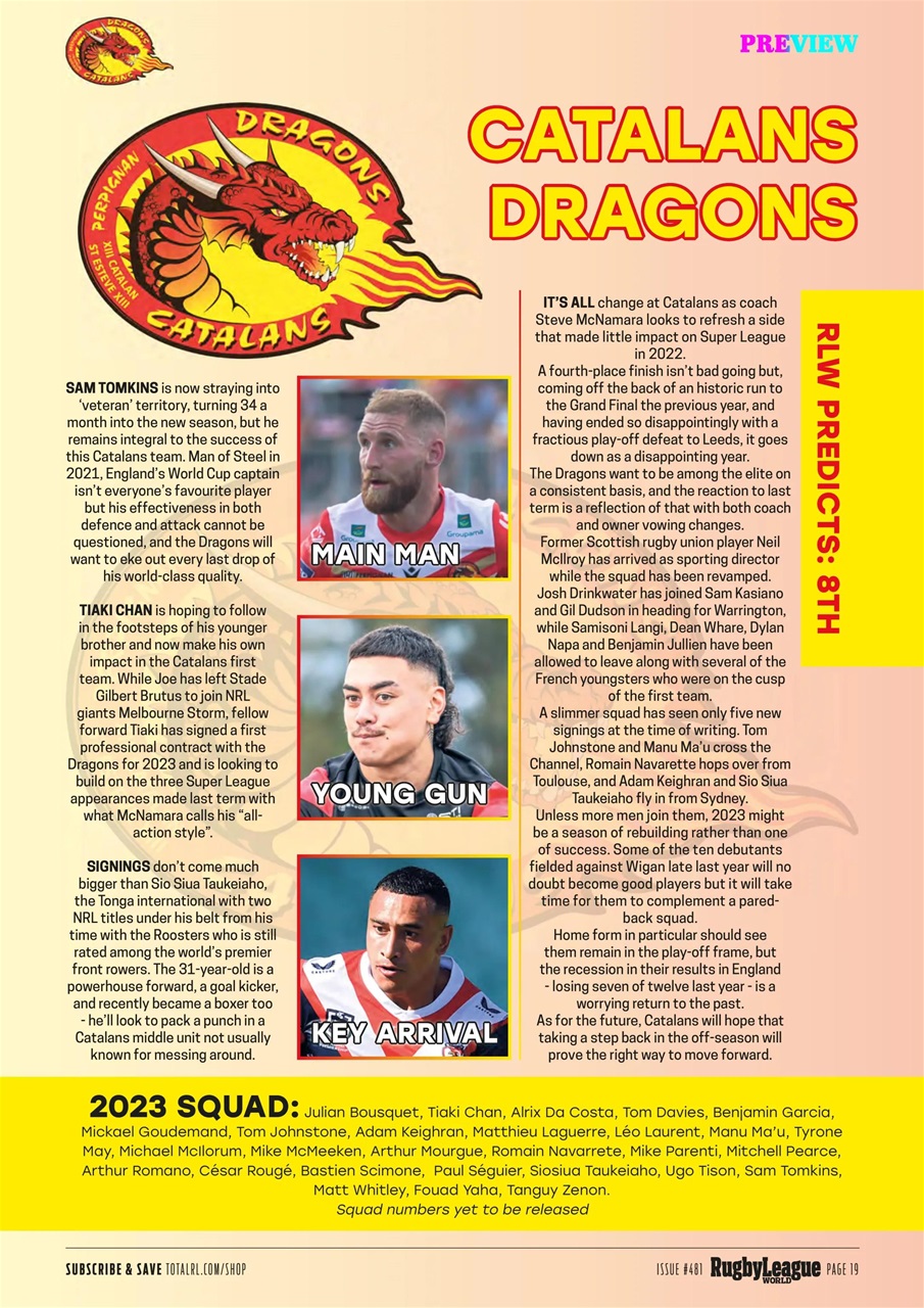 Rugby League World Preview Pages