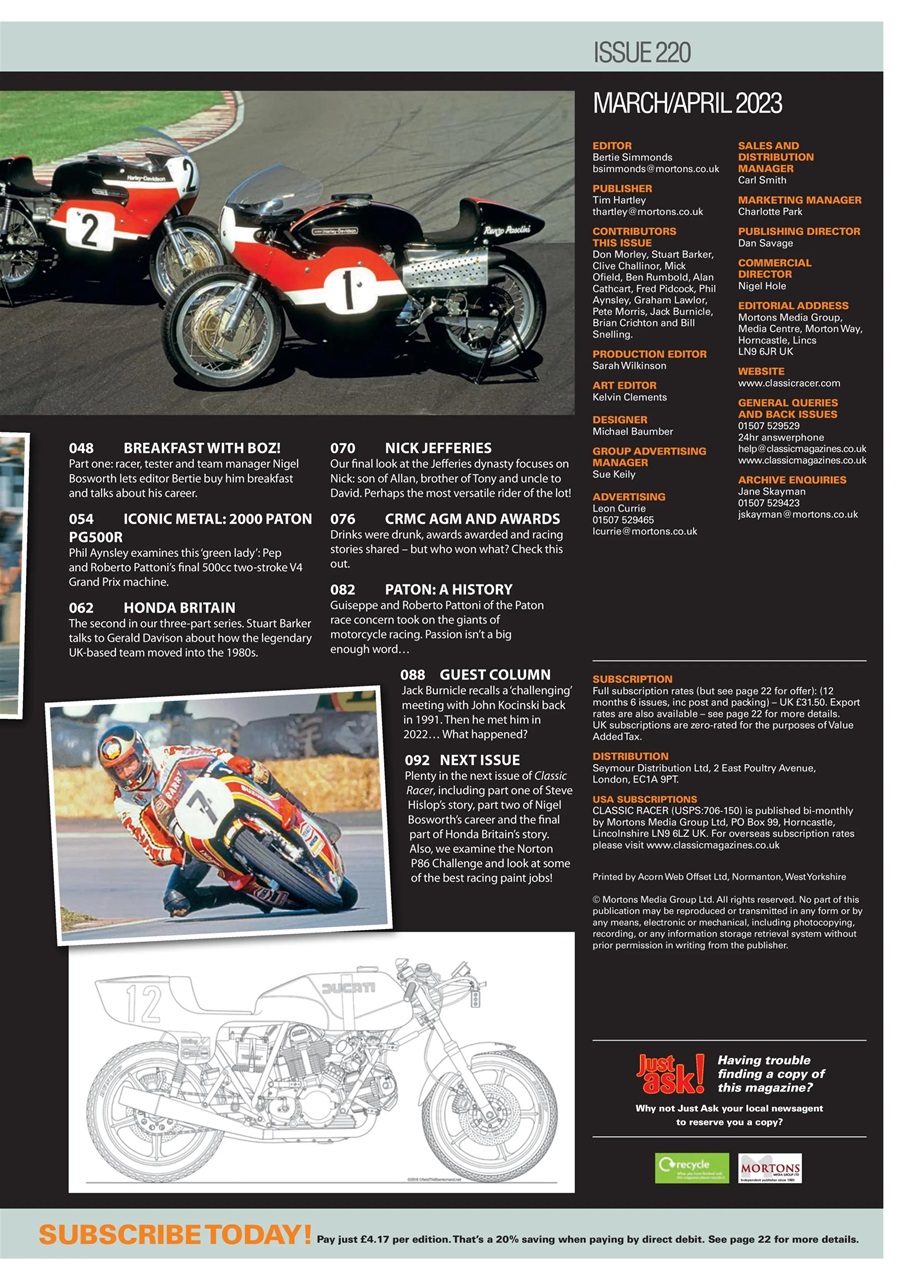 Classic Racer Preview Pages