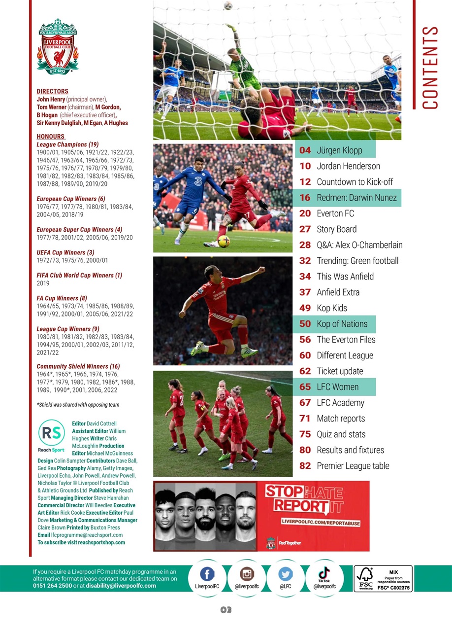 Liverpool FC Programmes Preview Pages