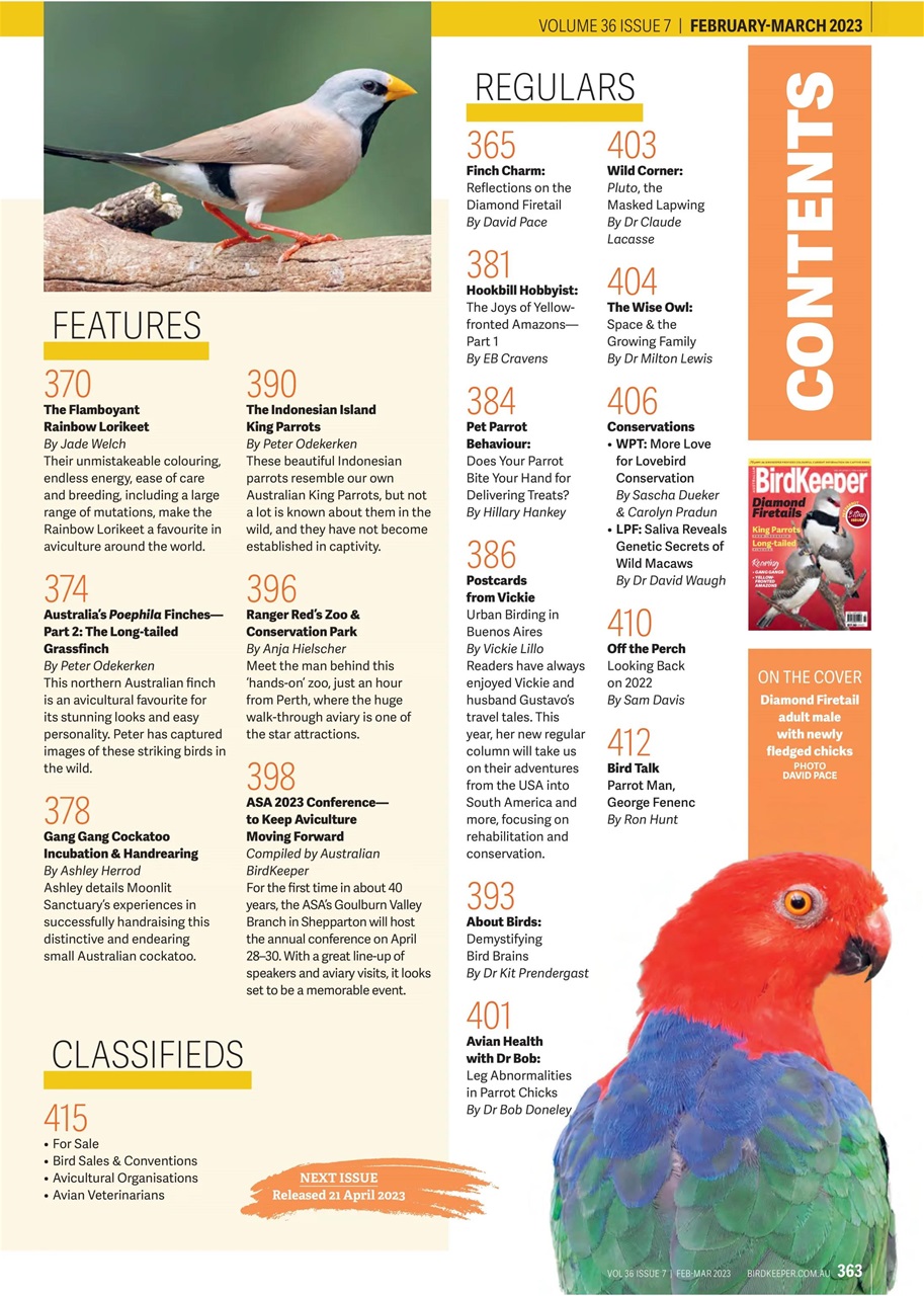 Australian Birdkeeper Magazine Preview Pages
