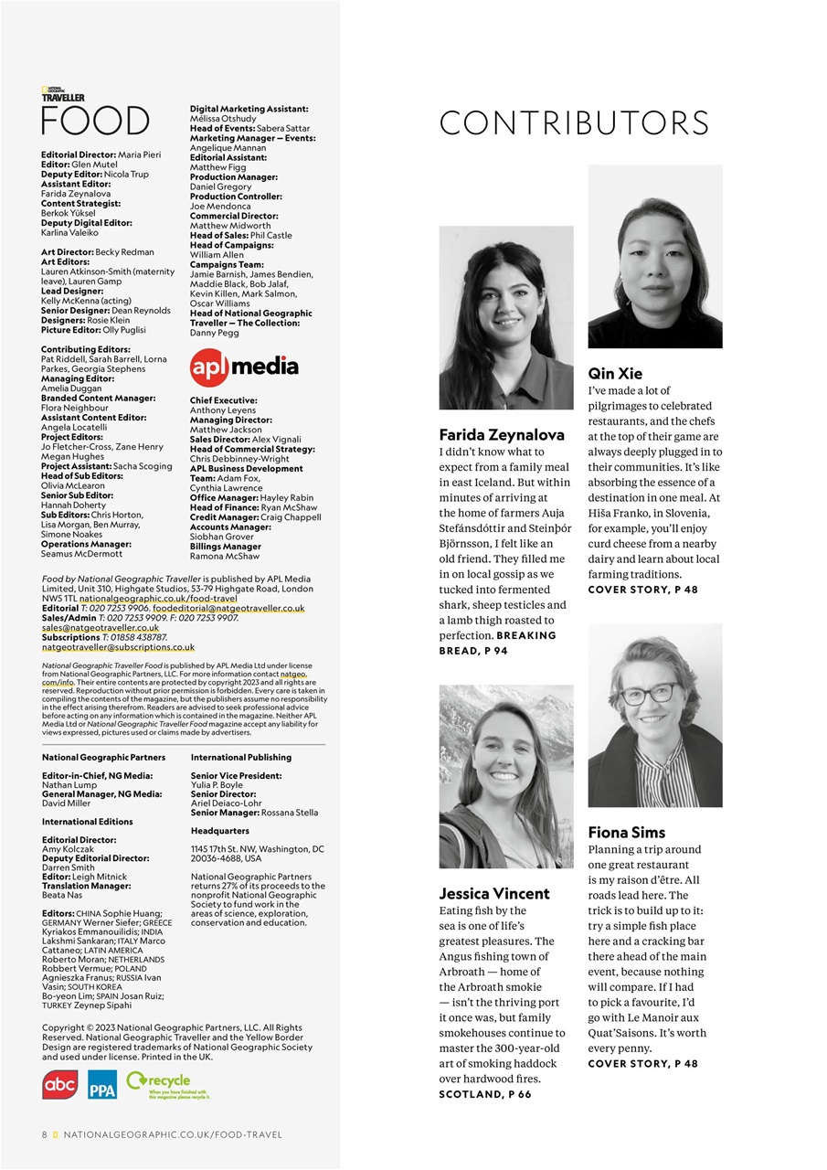 National Geographic Traveller Food Preview Pages