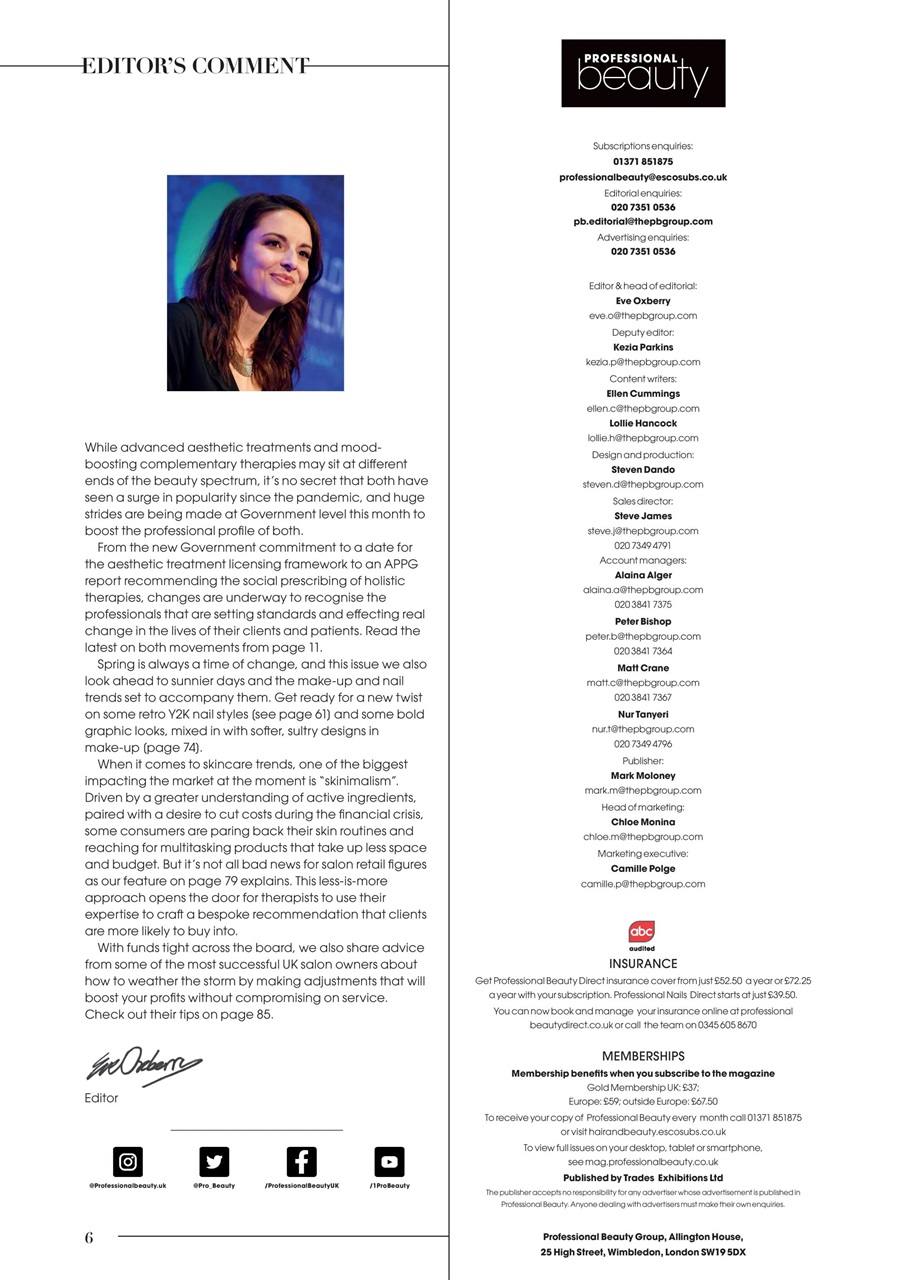 Professional Beauty Preview Pages